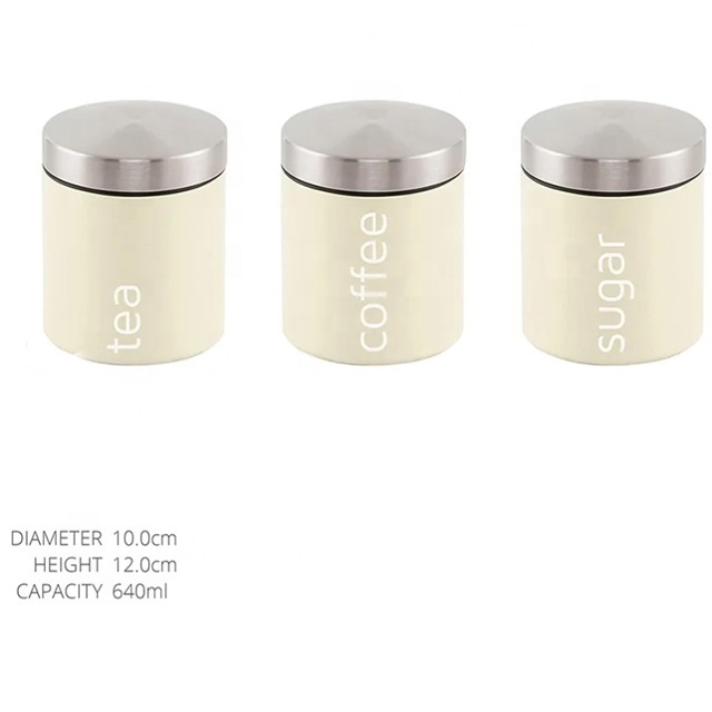 Stainless steel storage kitchen canister sets 3 Piece Coffee Tea Sugar Jar Sets