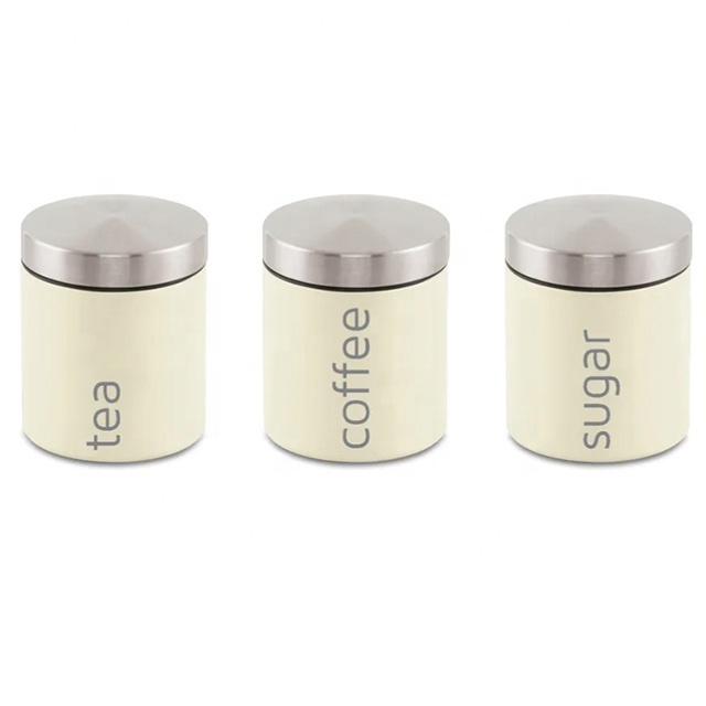 Stainless steel storage kitchen canister sets 3 Piece Coffee Tea Sugar Jar Sets