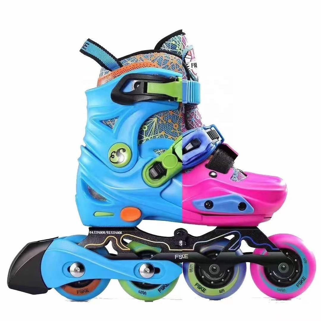 4WD adjustable urban outdoor freestyle fitness speed racing roller inline skate for kids