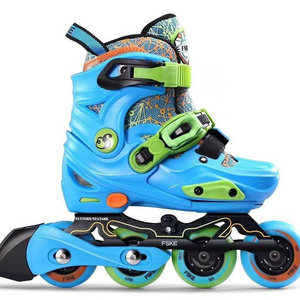 YSMLE Adjustable 3 wheels inline skate shoes aluminum frame Pu wheels 4 wheels speed roller skates for kids