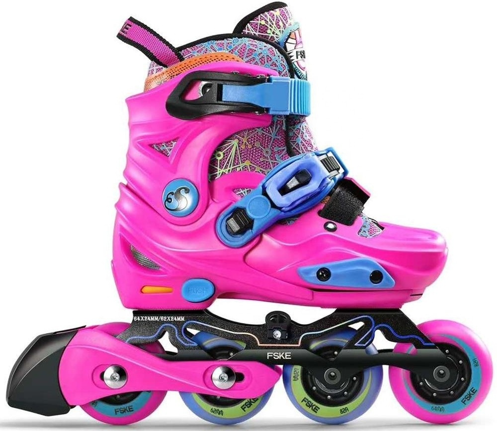 YSMLE Adjustable 3 wheels inline skate shoes aluminum frame Pu wheels 4 wheels speed roller skates for kids