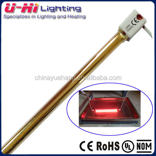 Gold Heat Element Infrared 2000w Quartz Heating Tube Gold Reflector Infrared Heater Lamp