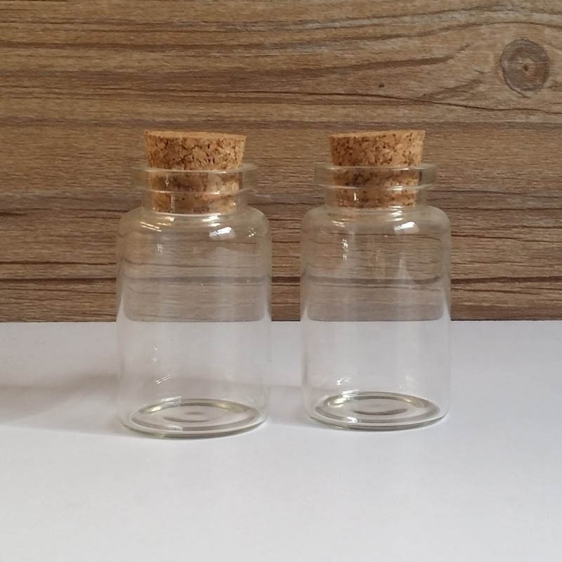 Storage Bottle 20ml Small Glass Jar With Cork Lid, Clear Glass Bottle for Powder Jewelry