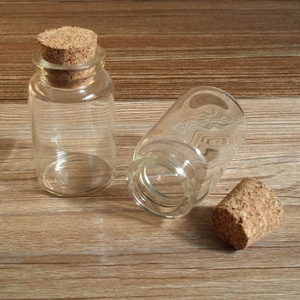 Storage Bottle 20ml Small Glass Jar With Cork Lid, Clear Glass Bottle for Powder Jewelry