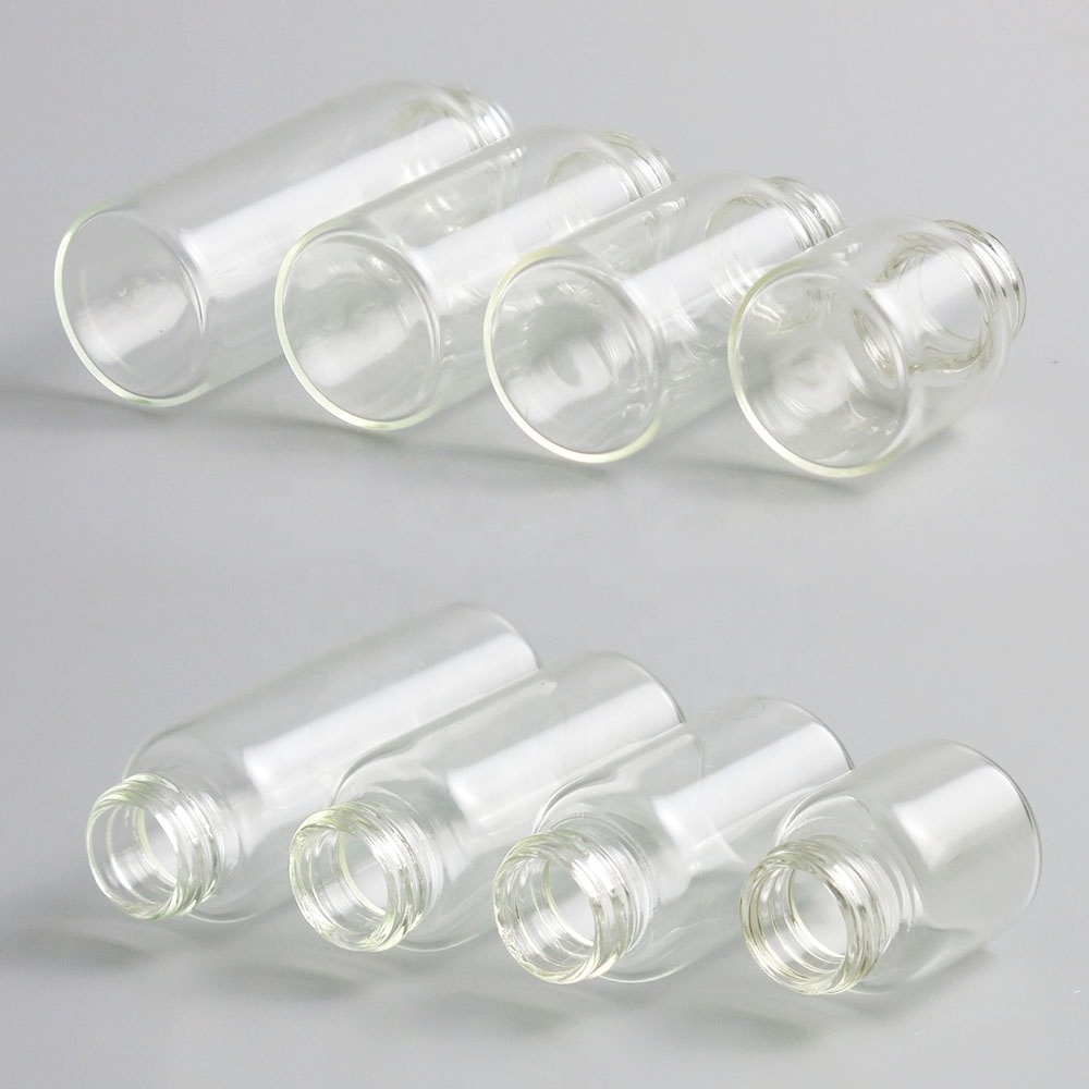 Empty 8ml 15ml 20ml 30ml Clear Glass Bottle Flat Bottom Test Tube with Aluminum Screw Cap