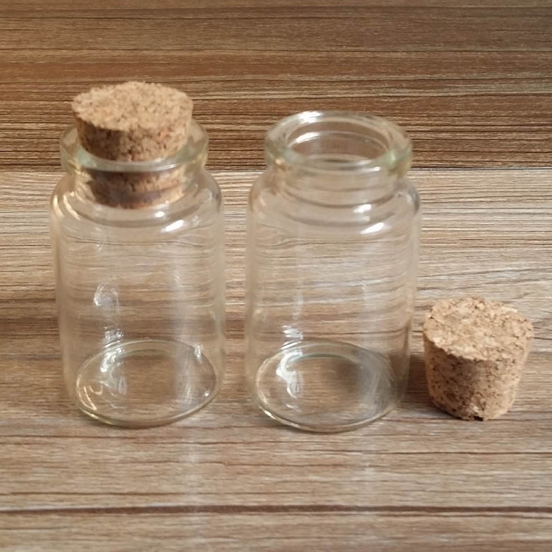 Storage Bottle 20ml Small Glass Jar With Cork Lid, Clear Glass Bottle for Powder Jewelry