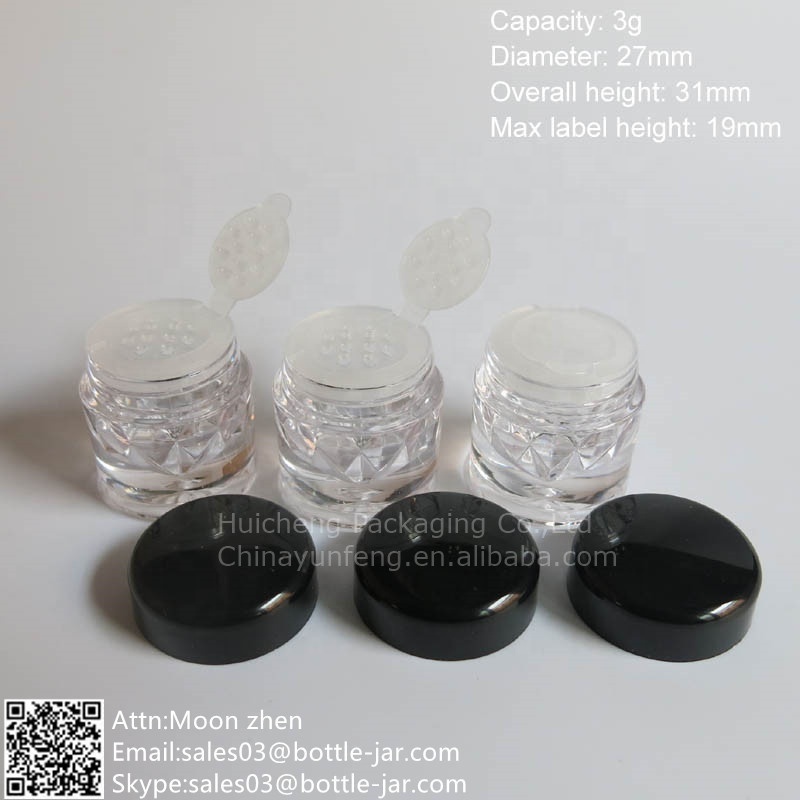 3G empty mini plastic loose powder container