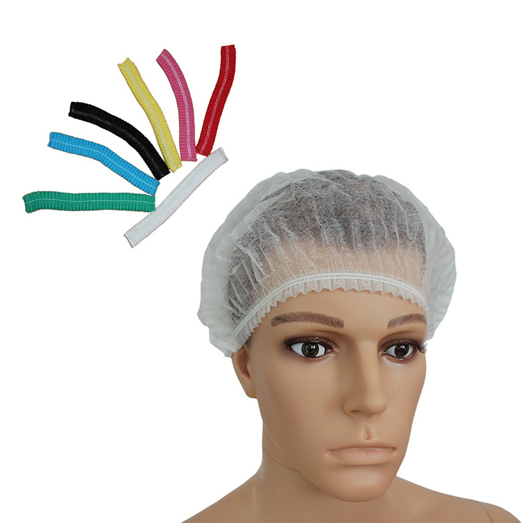 Yunge Cheap Price Non Woven Clip Cap 9g/10g/14g Elastic Food Industrial Mob Caps Stripe Hair Net Disposable Bouffant Clip Caps