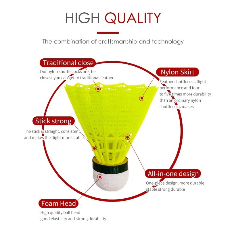 YOUNGJOY High quality sports training yellow oem outdoor cheaper nylon plastic set shuttlecock badminton