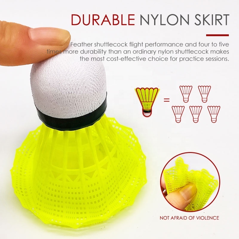 YOUNGJOY High quality sports training yellow oem outdoor cheaper nylon plastic set shuttlecock badminton