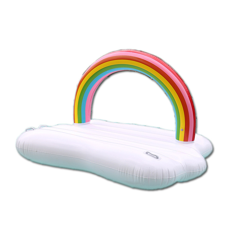 YJ sports Summer Outdoor Swimming water floating island Rainbow Clouds Floating Dock Mat Inflatable Pool Float