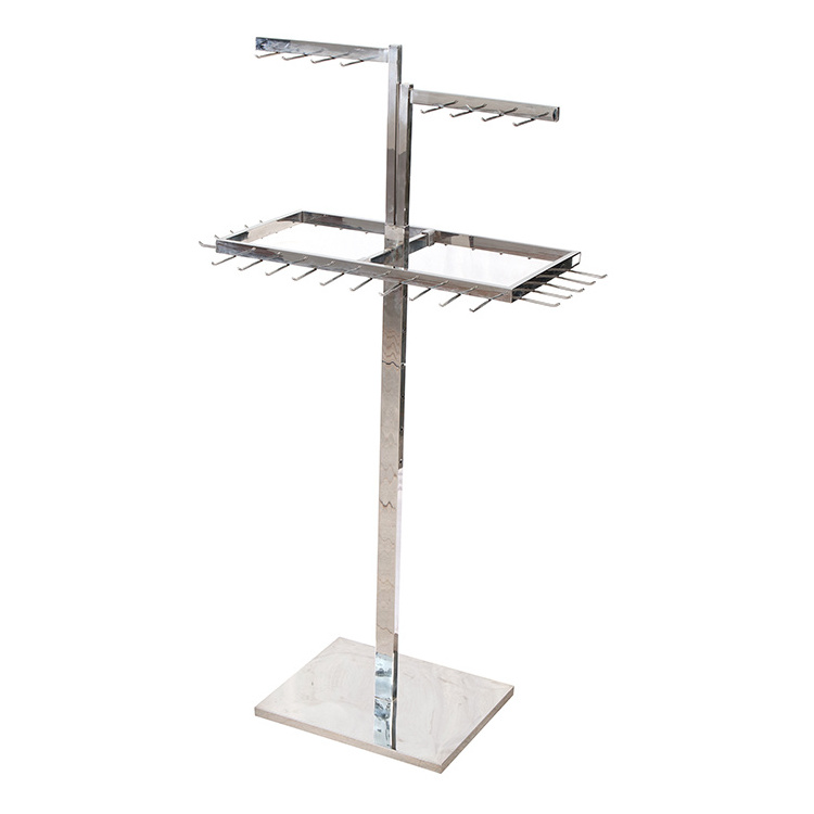 TZ-0145 Garment Rack Floor Stand Clothing Shop Stainless Steel Round Metal Hanging Clothes Display Rack