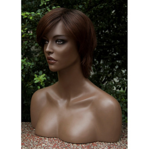 African Fiberglass Big Breast Realistic Female Head Mannequin with Shoulders