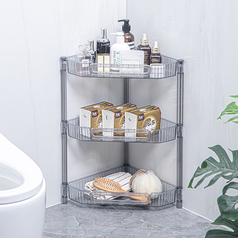 3 Tier Corner Storage Shelves Wire Shelving Unit Metal Shelf Steel Storage Rack for Laundry Bathroom Kitchen Pantry Closet