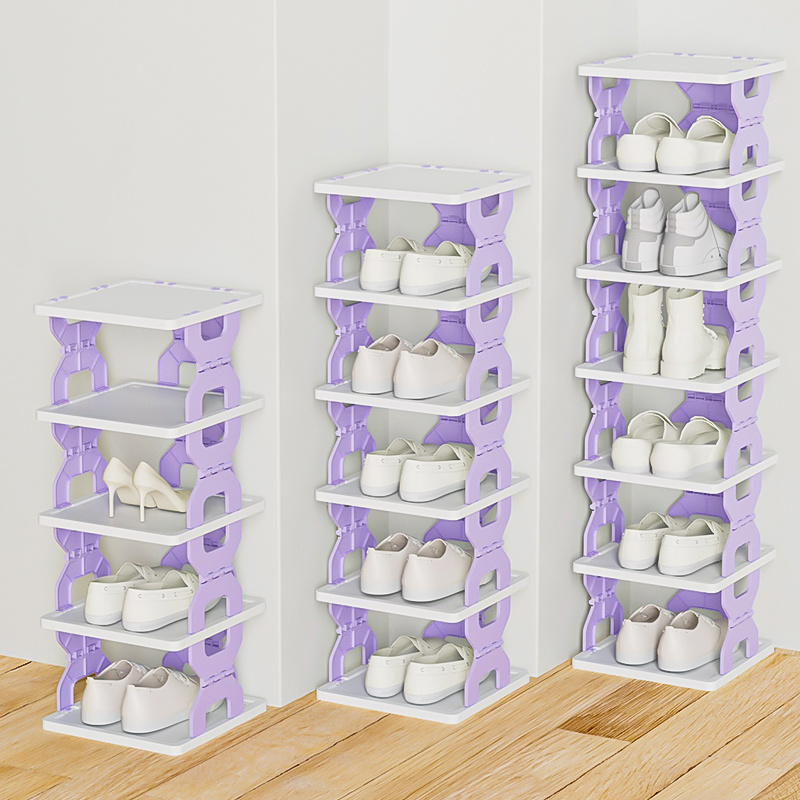 Foldable Shoe Organizer Space-saving Shoe Rack Stackable Sneaker Container Sturdy Clear Plastic Installation-free 3 Tiers PE