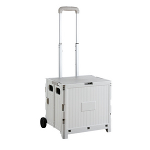 Foldable Utility Cart Portable Wheel Rolling Crate with Telescoping Handles for Large Capacity & Easy Transport