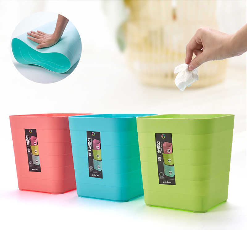 13Gal Trash Can Customized Square Round Plastic Waste Bin Household Desktop Trash Can