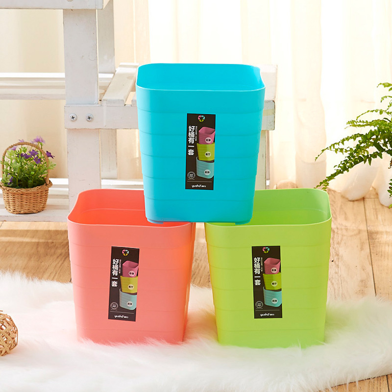 13Gal Trash Can Customized Square Round Plastic Waste Bin Household Desktop Trash Can