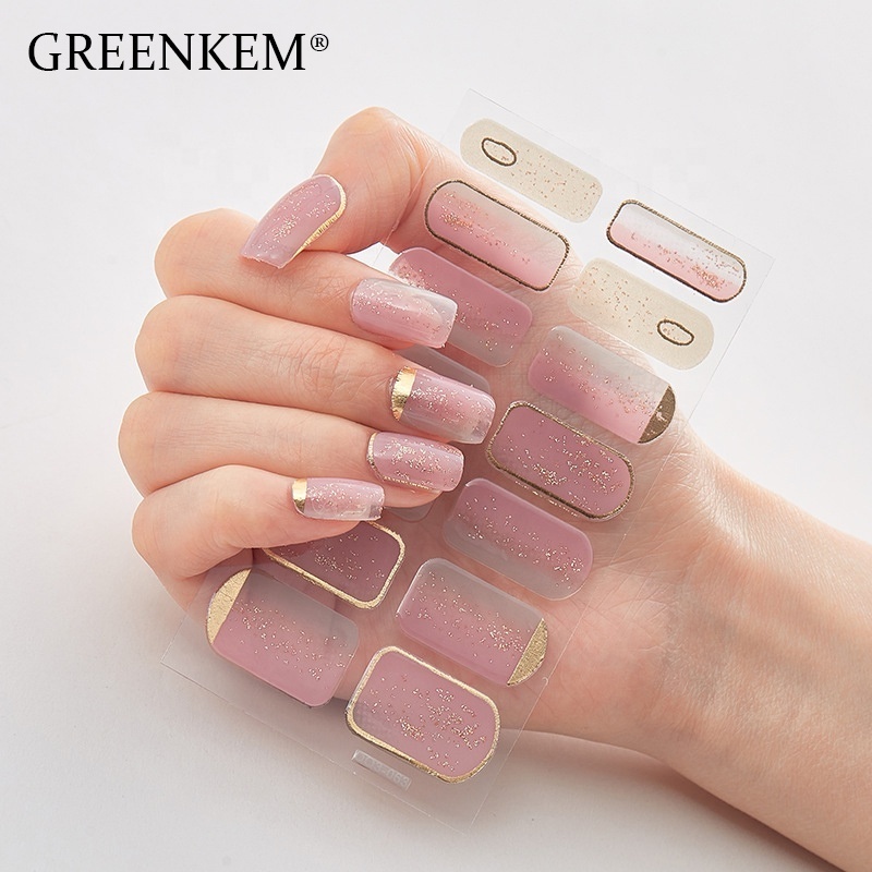 GREENKEM Designers Line Marble Jump Color Thick Gel Nail Sticker 3d Nail Sticker Flower Design Gel Sticker Nails