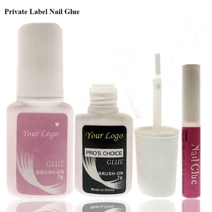 7g Customized label Fast Drying Super Strong Nail Glue for Nail Tips Sticky Finger Gel  Nail Glue With Brush