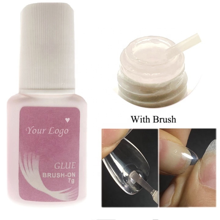 7g Customized label Fast Drying Super Strong Nail Glue for Nail Tips Sticky Finger Gel  Nail Glue With Brush