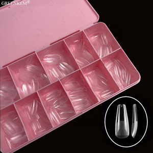 Gel Tips Nail 500pcs/box French Acrylic Almond Oval Stiletto Glamour Half Matte Glue Gel X Kit Refill Soft Gel Nail Tip