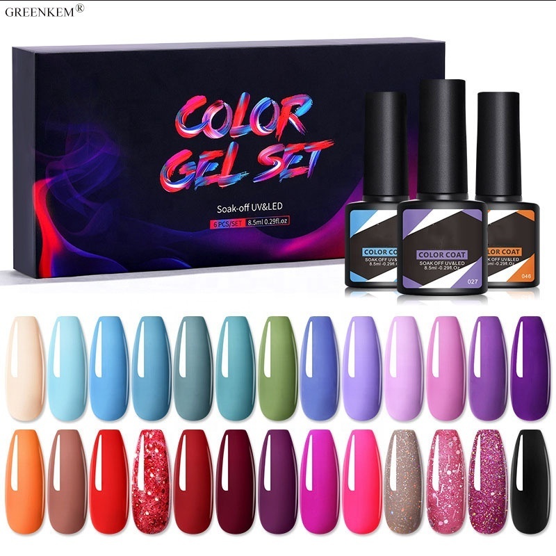 6 Bottles/Set Nail Polish Glue 8ml 150 Colors Nail Polish Glue Color Glue Light Therapy UV Gel Nail Polish Set