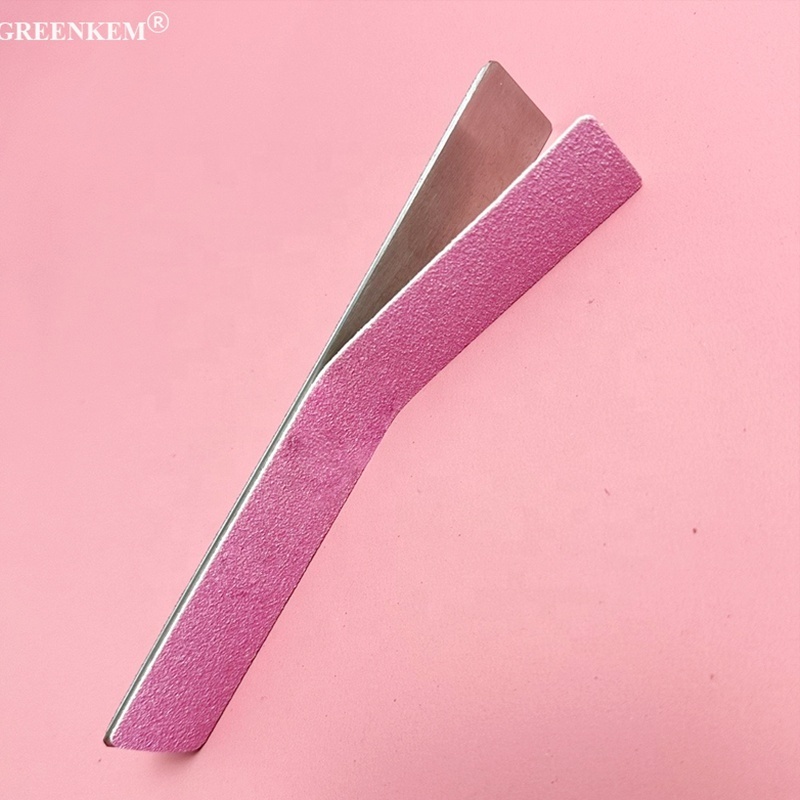 High Quality Stainless Steel Pink Nail File Custom Logo Sandpaper Refillable Replaceable Self Square Crescent Metal Nail File