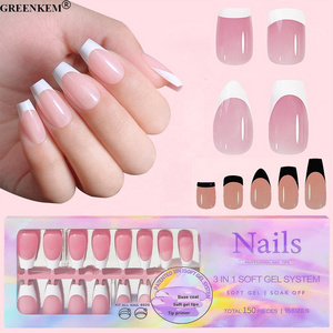 150PCS/Box DIY French Nail Art Design Press on Nail Gel Tips Detachable Full Cover Soft Gel Nail Tips