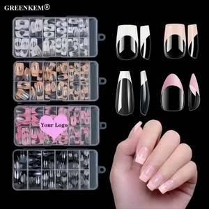 120pcs 12 Sizes Multi Color Nail Tips Medium French Style Square False Nail Cute Style Soft Gel Detachable Nail Tips