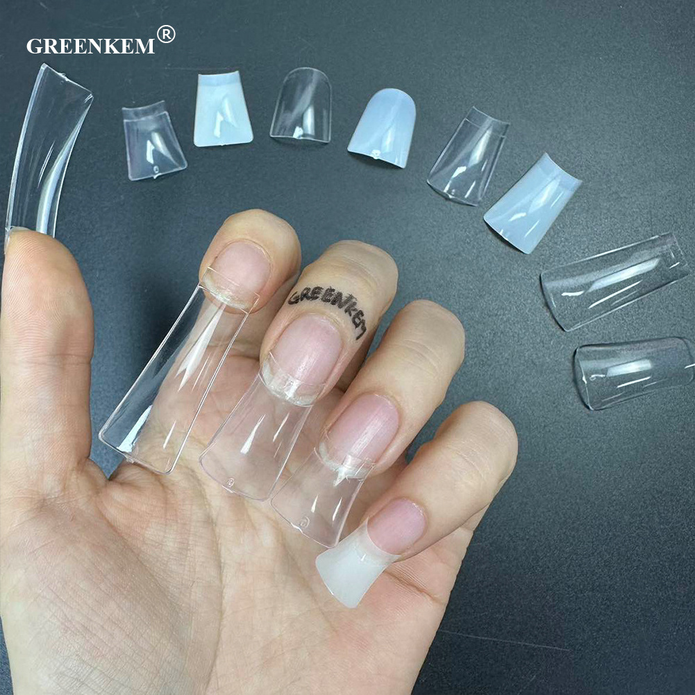 New Duck Feet Nail Tips Box Private Label  Acrylic Clear Half Cover Artificial False Wide Duck Feet XL XXL Short Duck Nail Tips