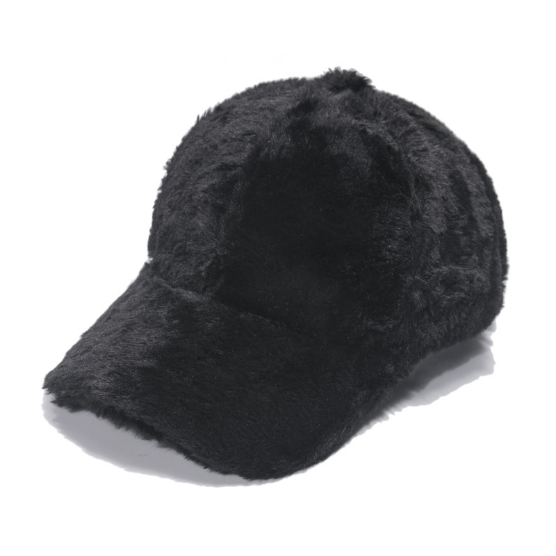 Luxury Winter Plain Soft Rabbit Fur Warm Baseball Cap Outdoor Thickened Solid Color Casual Plush Cold Hat For Lady