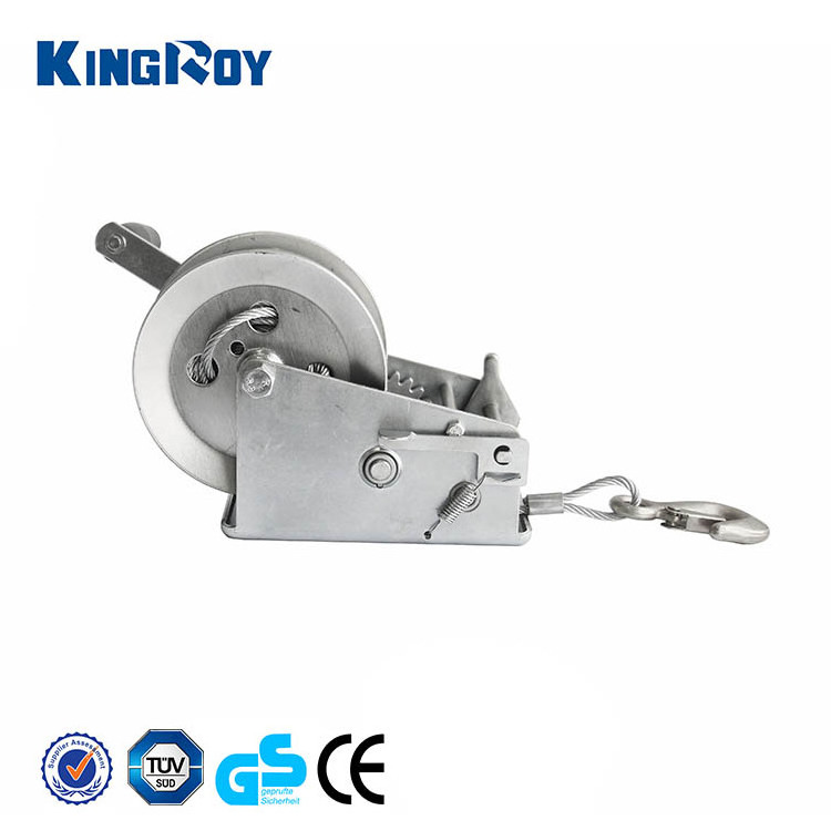 KINGROY double gear 2500lbs hand powered winch cable hand winch and manual hand winch for boat trailer