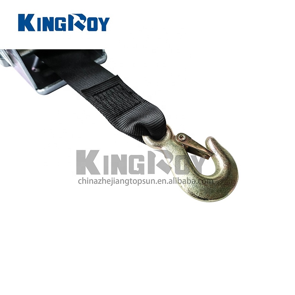 2000 lbs 900 kg small portable hand manual lashing winch with 50mm webbing strap 10m