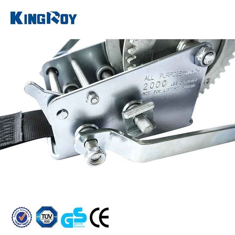 KingRoy 2000lbs portable yacht winches hand gear winch to the trailer for the boat with strap