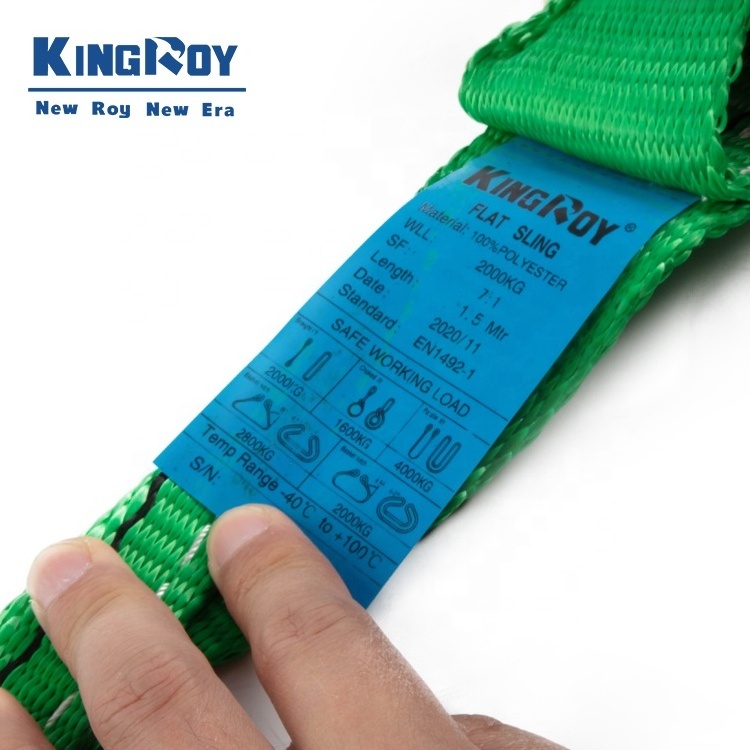 KingRoy good price 1-10 ton color code sling polyester flat webbing sling lifting belt