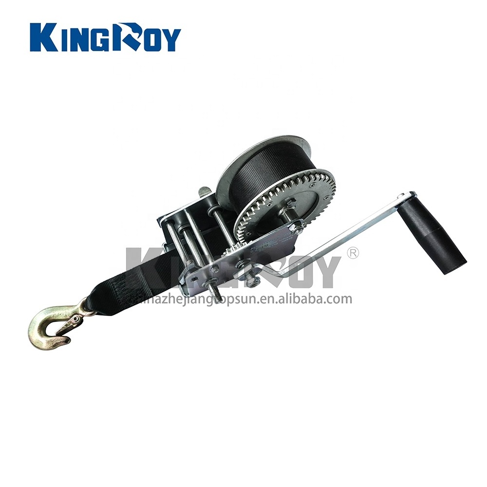 2000 lbs 900 kg small portable hand manual lashing winch with 50mm webbing strap 10m