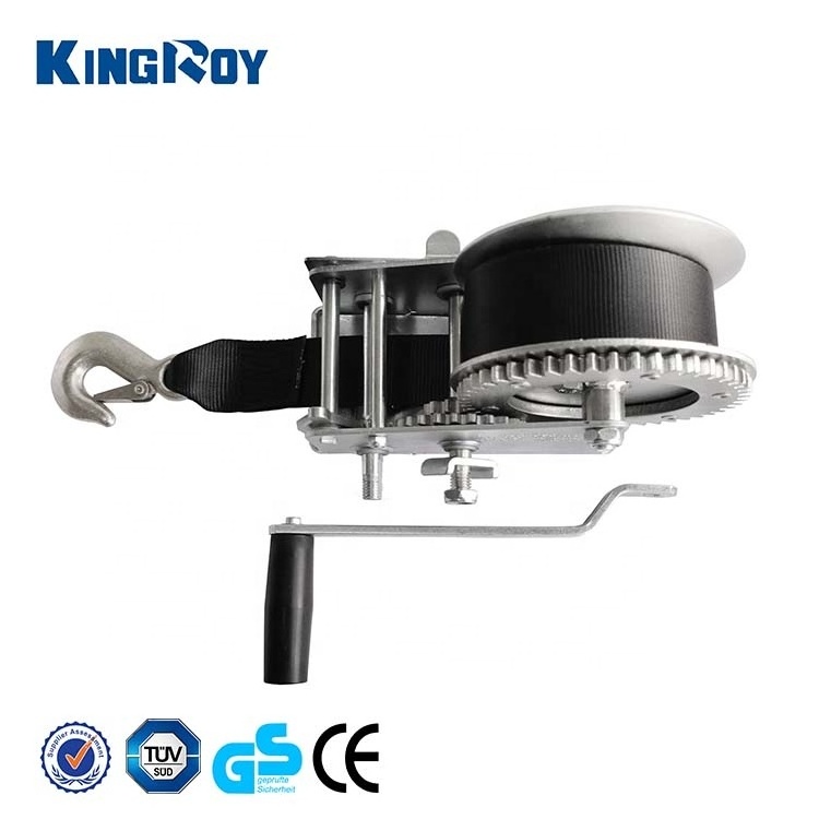 KingRoy 2000lbs portable yacht winches hand gear winch to the trailer for the boat with strap