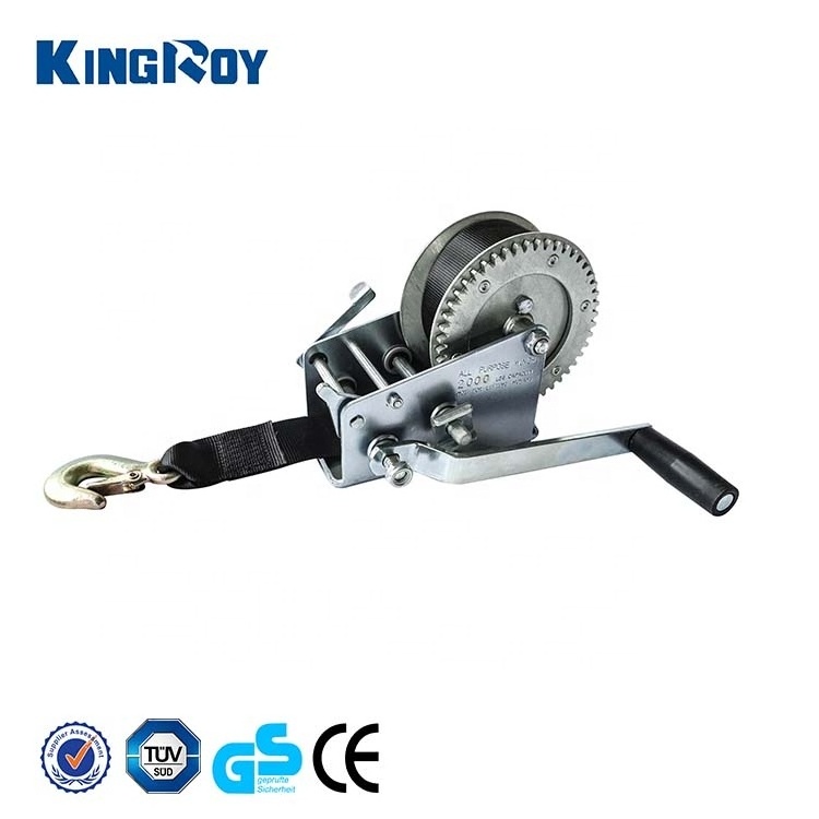 KingRoy 2000lbs portable yacht winches hand gear winch to the trailer for the boat with strap