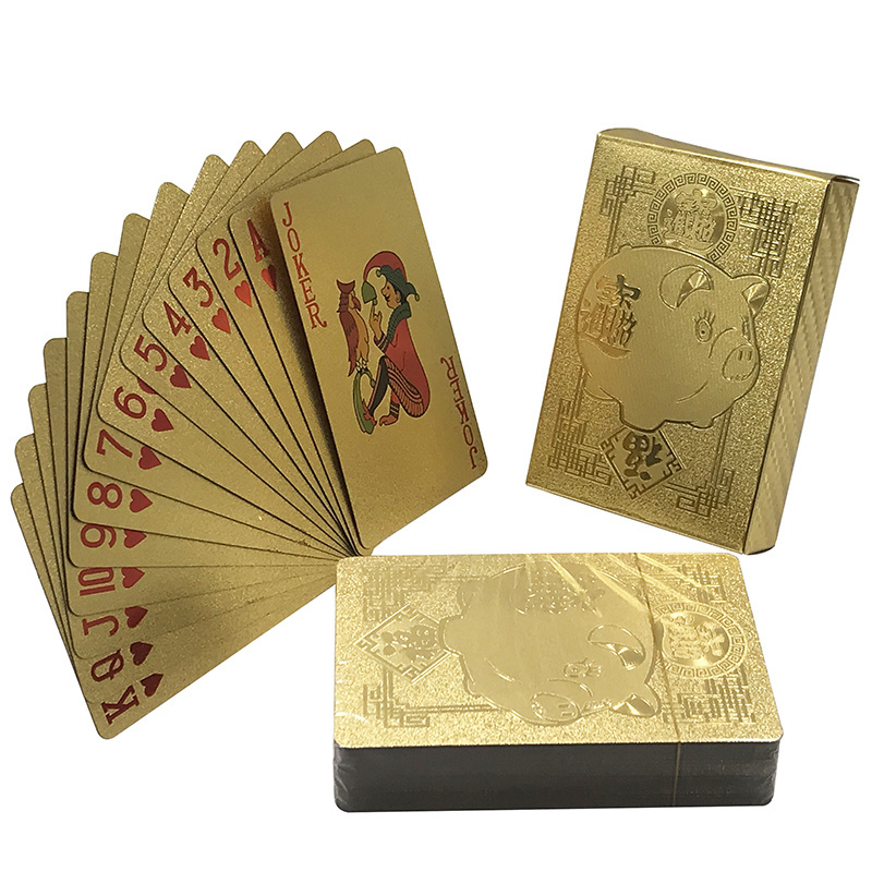 GS-18147 Oem Custom Embossed 24k 999.9 Gold Foil Plated Playing Cards