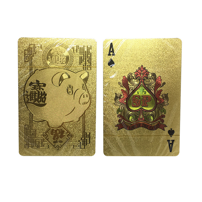 GS-18147 Oem Custom Embossed 24k 999.9 Gold Foil Plated Playing Cards