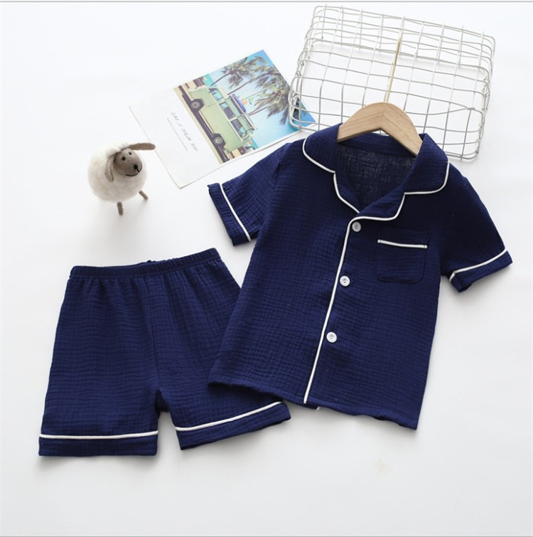 Wholesale Baby Summer Pijamas Kid Short sleeve Cotton Sleepwear Muslin Home wear Children Pajamas