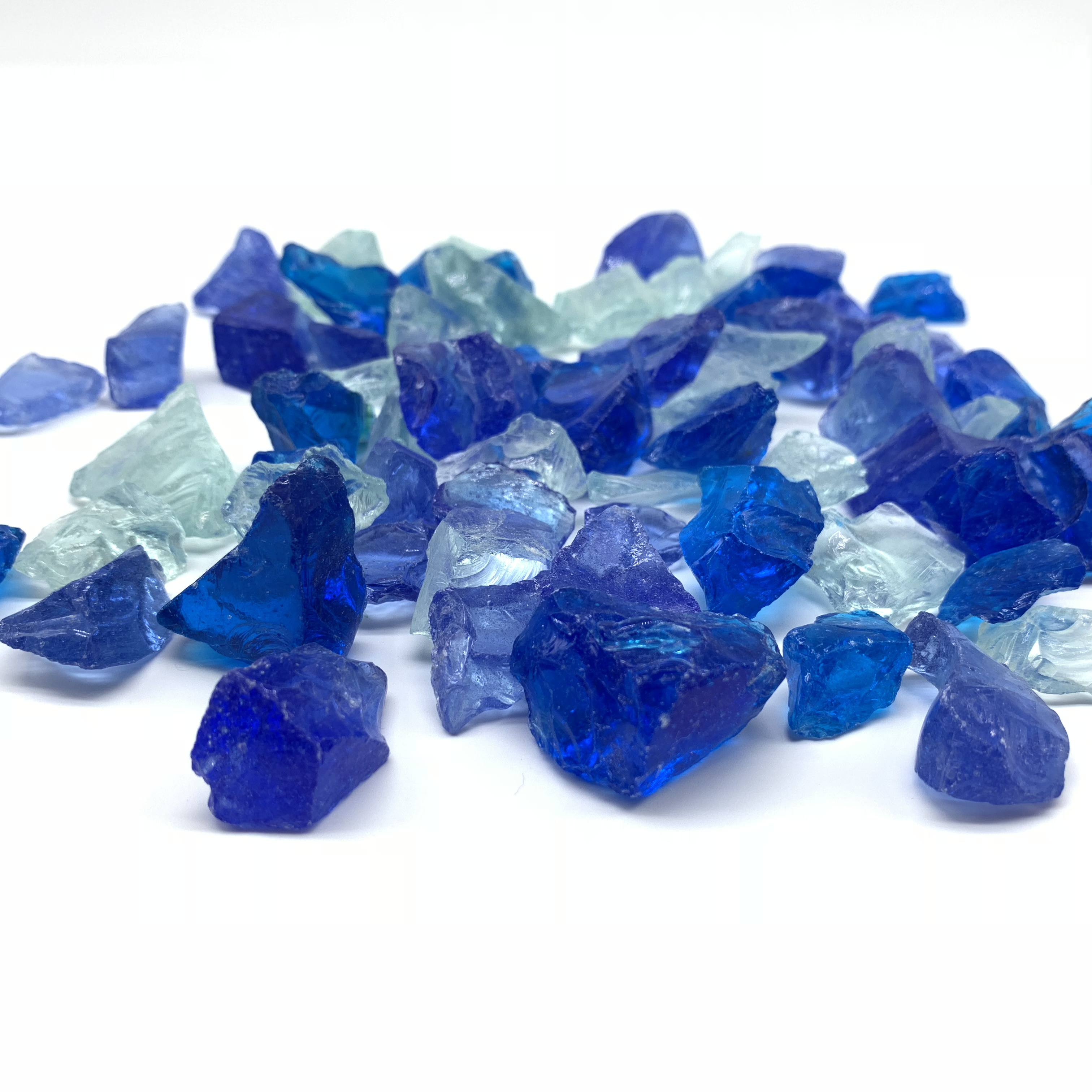 wholesale blue green crushed slag glass rocks for fire pit