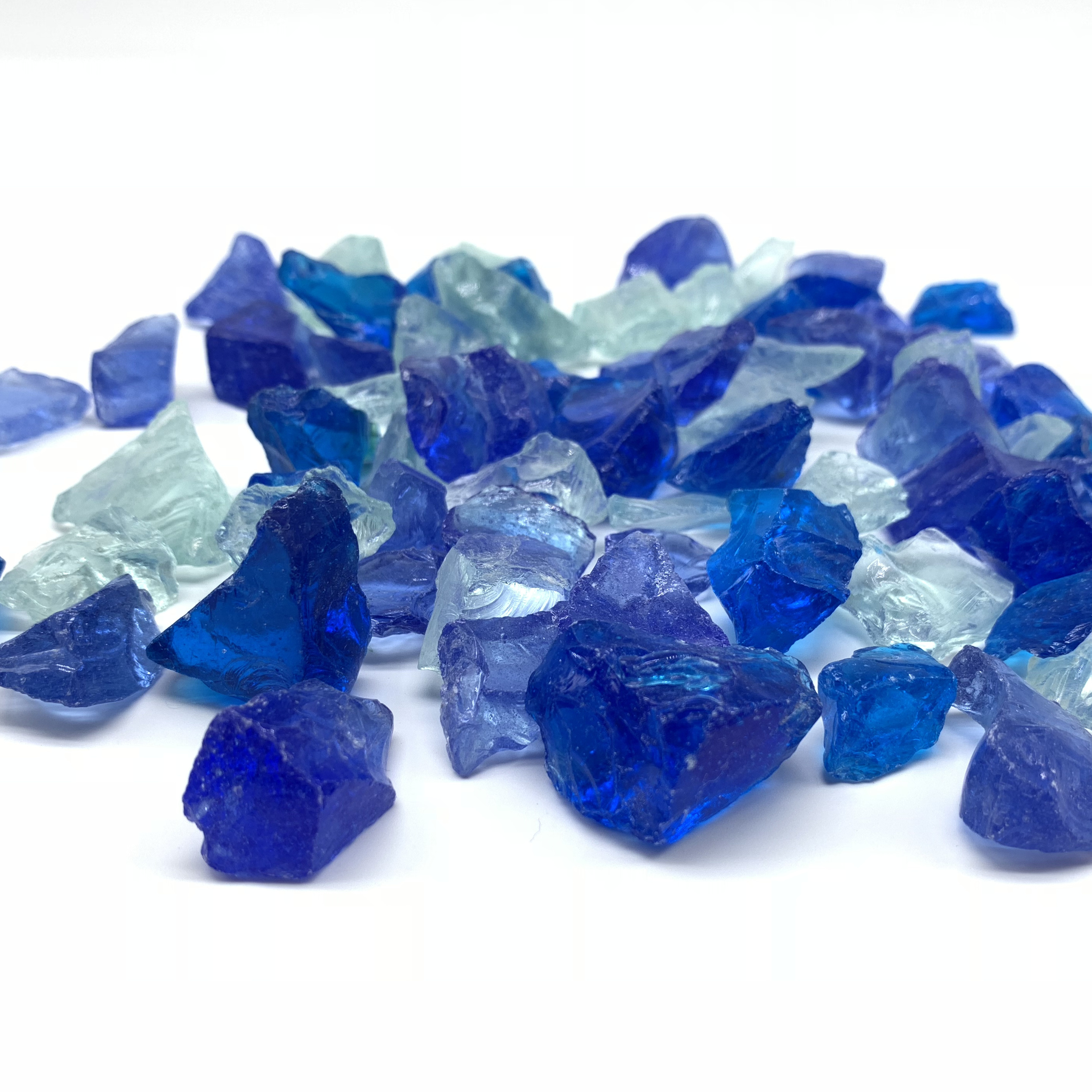 wholesale blue green crushed slag glass rocks for fire pit