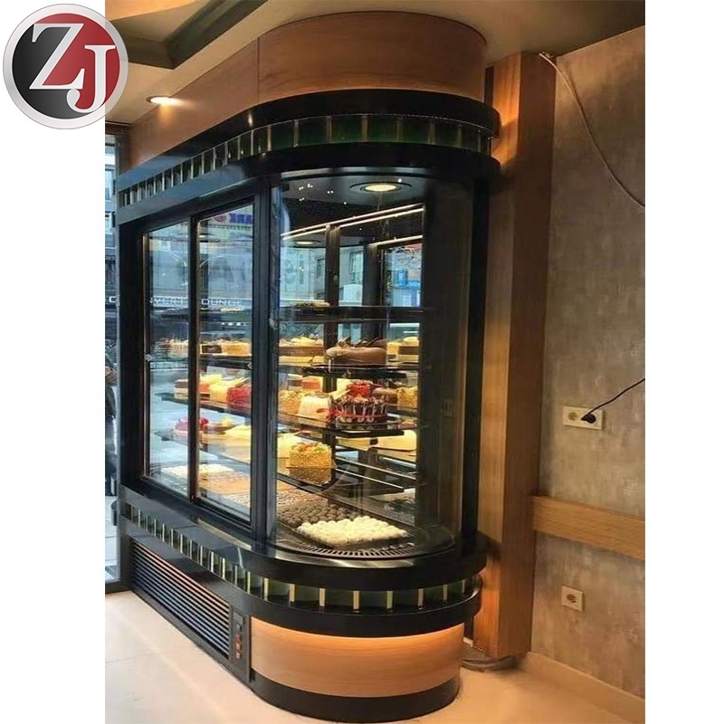 Super Market fridge refrigerated display cake cooler food display Round Front Open chiller Go and Grab Merchandiser Refrigerator