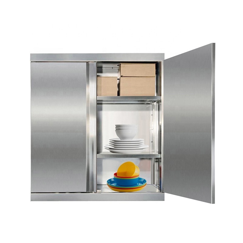 Stainless steel Countertop cabinet   showcase wall   Wall mounted  mirror kitchen equipment furniture Cupboard display