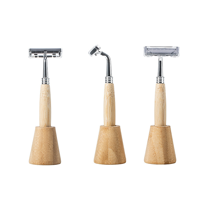 Hotel or travel use Eco Friendly Material Bamboo Handle Razor With Replaceable Refill Cartridges Shaving Razor