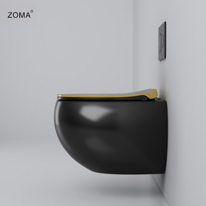 Black & Gold Color Wall Hung  Soft Close UF Seat Cove Siphon Flushing One Piece Ceramic Toilet for Bathroom