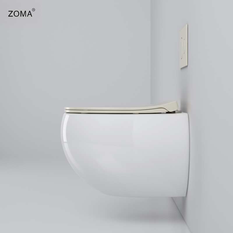 Wall Hung Hidden Tank  White Color Soft Close UF Seat Cove Siphon Flushing One Piece Ceramic Toilet for Bathroom