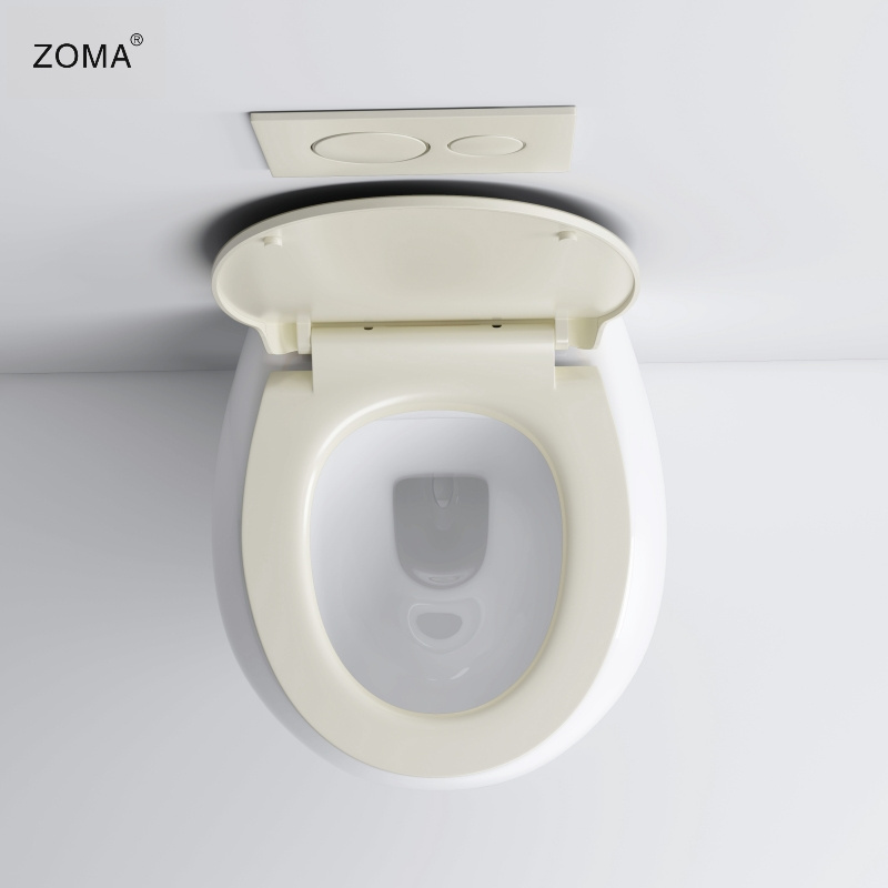 Wall Hung Hidden Tank  White Color Soft Close UF Seat Cove Siphon Flushing One Piece Ceramic Toilet for Bathroom